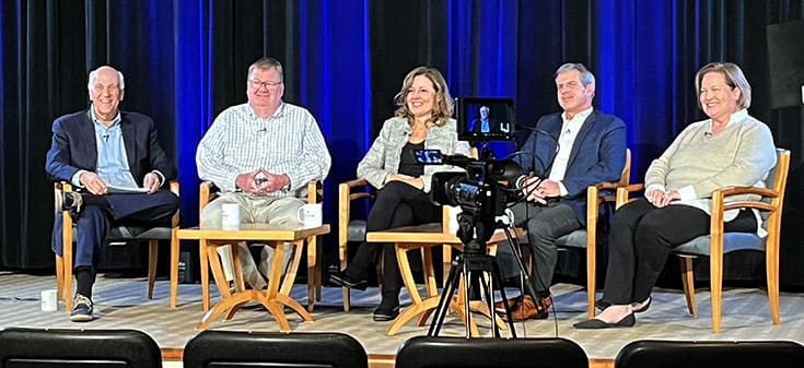 CX Archive panel discussion session 1: Rob Stoddard, Gibbs Jones, Maureen McCabe Moore, Graham Tutton, and Diane Christman.